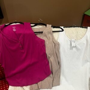 Sonoma Pink Sleeveless Buttoned Tank Top